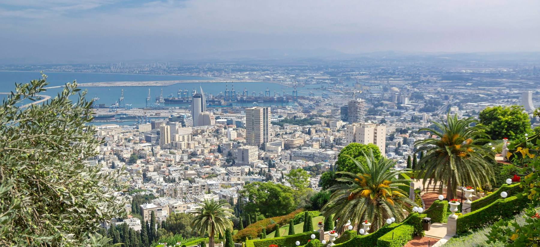 Haifa bay from the Baha’i Gardens - the city, the port and the sea